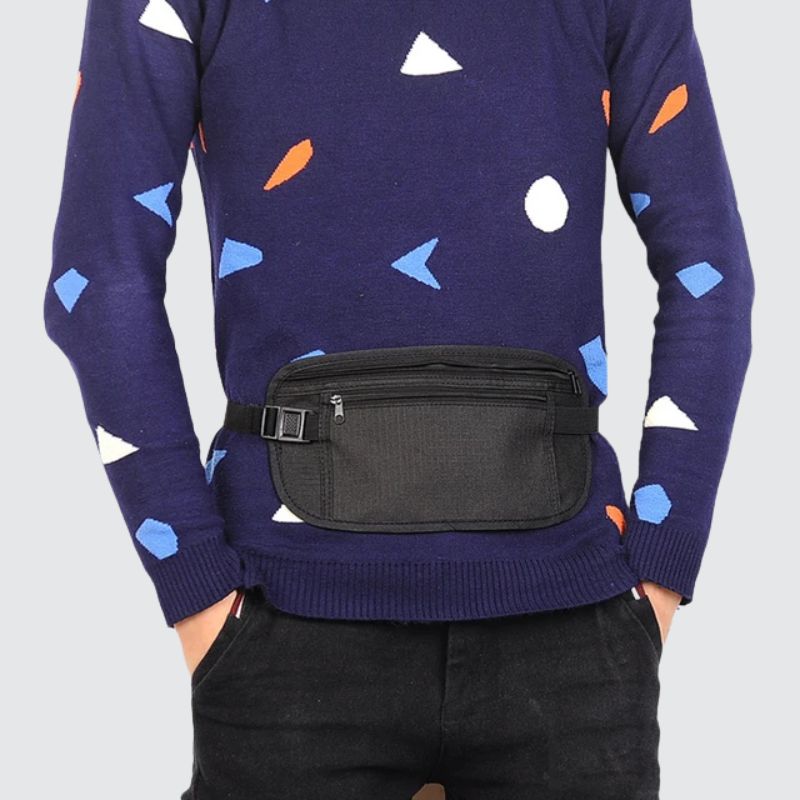 Sac Banane De Course YAOGUI – Grande Capacité, Respirant, Ceinture Invisible Pour Smartphone, Noir