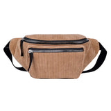 Sac banane velours côtelé camel
