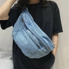 Sac banane jean bleu ciel