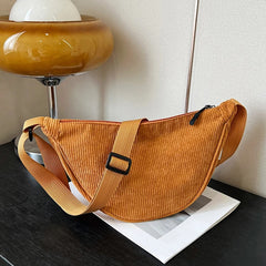 Sac banane femme velours côtelé camel