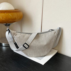 Sac banane femme velours côtelé gris