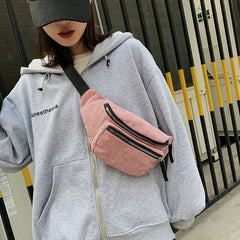 Sac banane velours rose