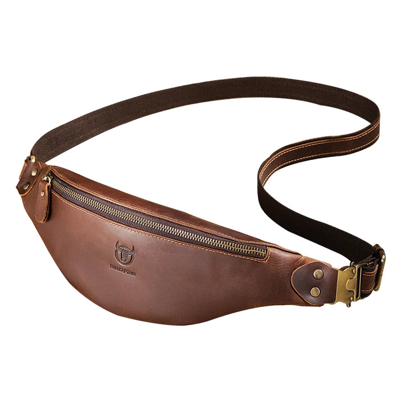 Sacoche banane en cuir marron