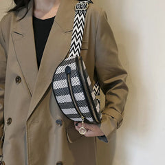 Sac banane femme chic noir et blanc