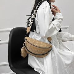 Sac banane fleuri beige