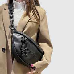 sac banane pour femme en cuir noir